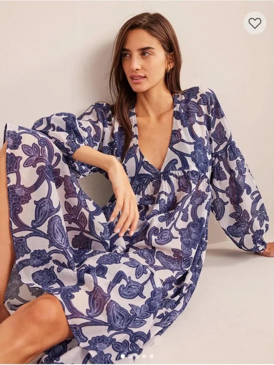 Boden Sarah Maxi Kaftan Blue Ribbon Paisley Whirl 6P - Picture 2 of 12